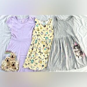 Girls Dress Lot Size 8-10 & 10/12 Wonder Nation H&M Cat Puppy Rainbow Sleeveless